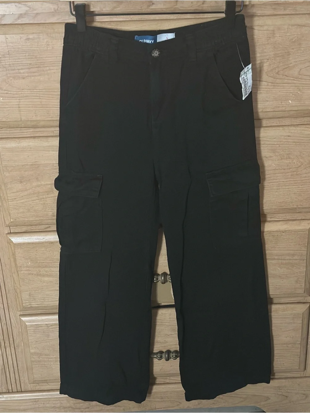 Old Navy Girls Black Wide-Leg Cargo Pants | Size Large (10-12Y)